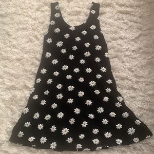 VINTAGE 90s Black Sunflower Mini Dress